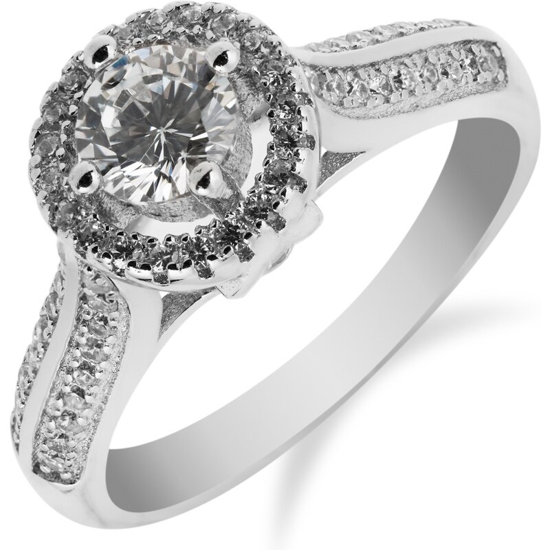 Stylový stříbrný prsten se zirkony - Meucci SR049