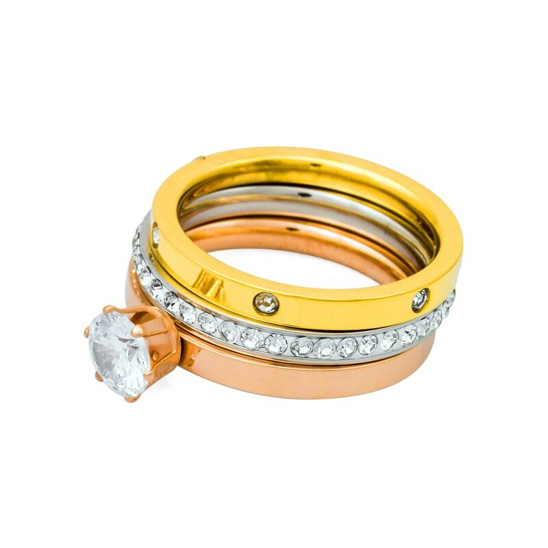 Linda's Jewelry Sada prstenů Triple Shiny chirurgická ocel IPR032