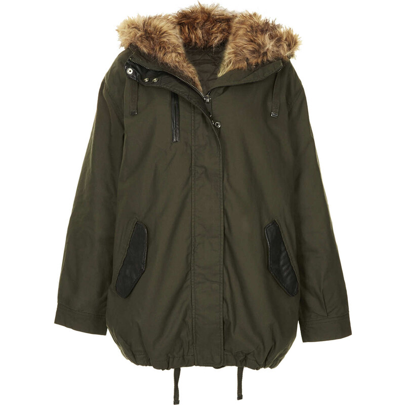 Topshop Faux Fox Fur Oversized Padded Parka