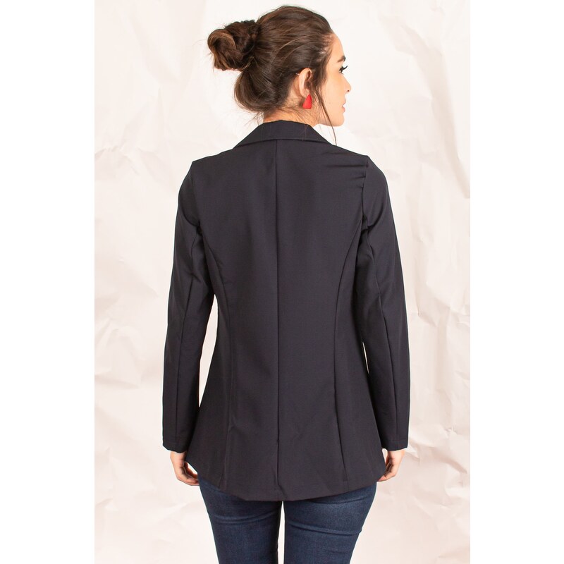 armonika Women's Navy Blue One-Button Jacket