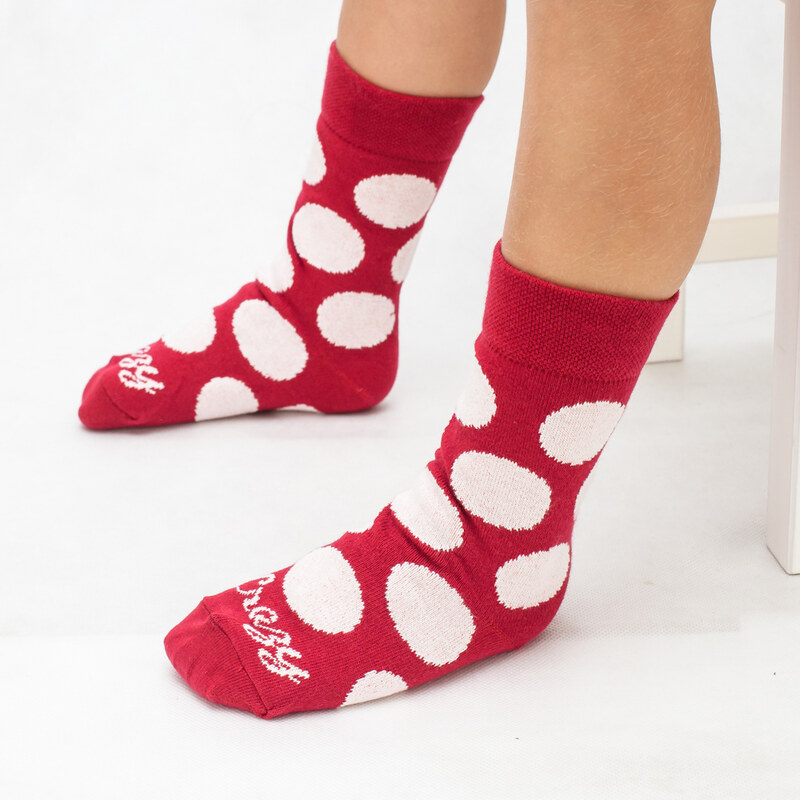 Crazystep Červené ponožky s puntíky DĚTSKÉ