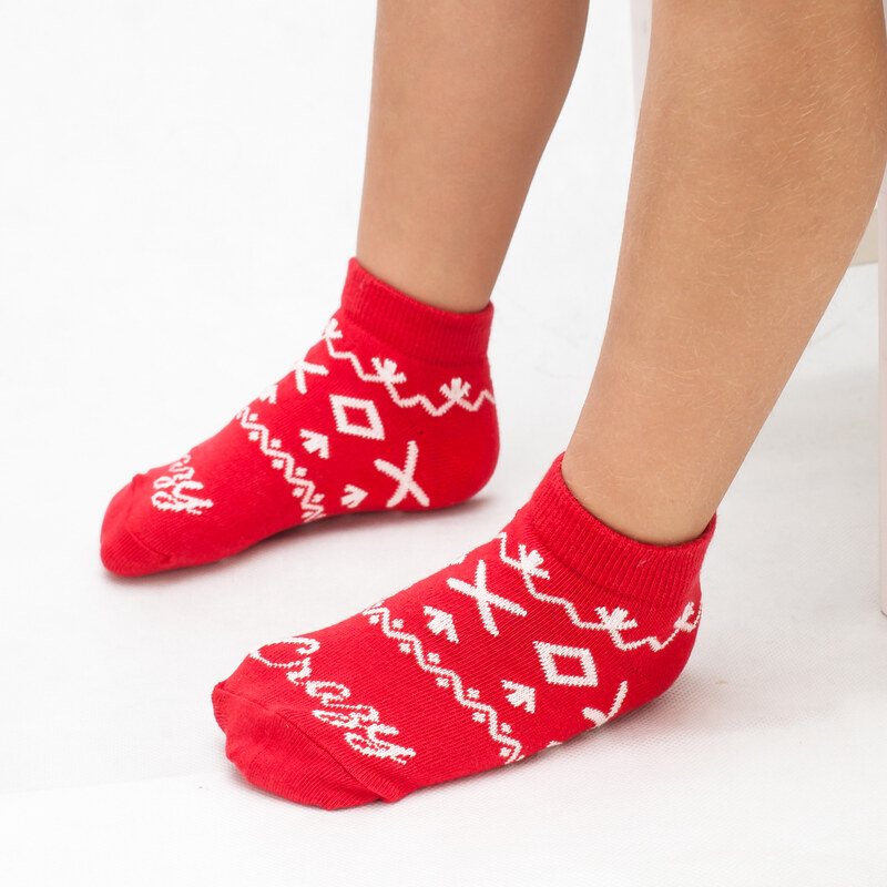 Crazystep DĚTSKÉ Ponožky Čičmany červené
