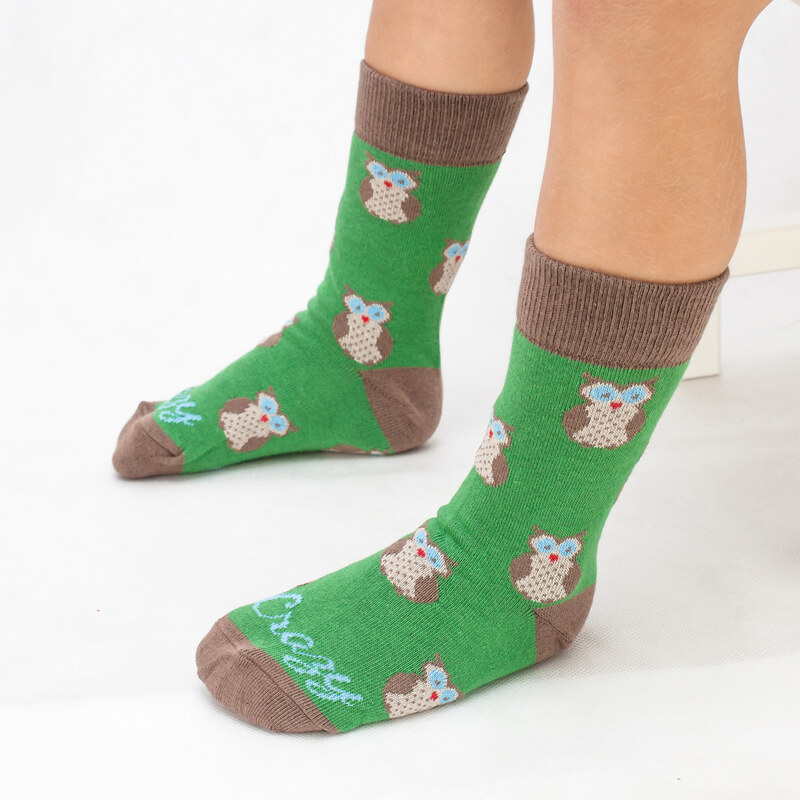 Crazystep DĚTSKÉ ponožky sovička zelená