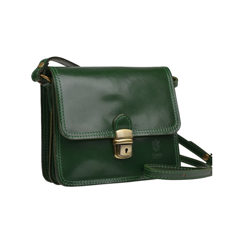 Zelená kožená italská crossbody kabelka Celso Verde Scura