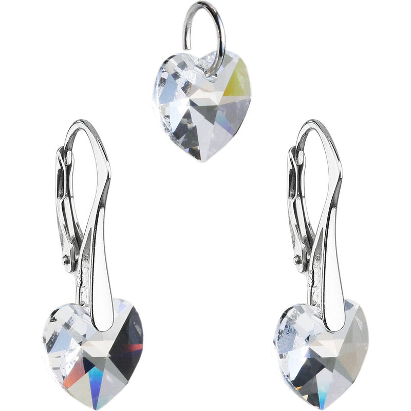 Sada šperků s krystaly Swarovski náušnice a přívěsek bílá srdce 39003 74170123
