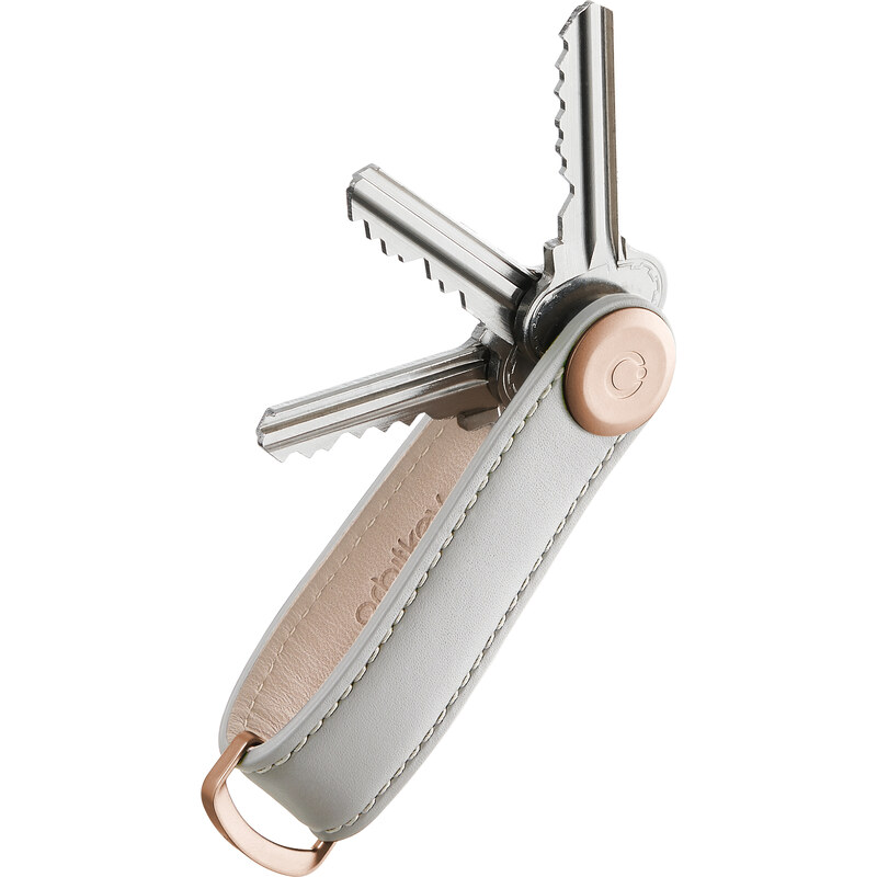 Kožená klíčenka Orbitkey 2.0 Stone Grey - béžová se zlatým