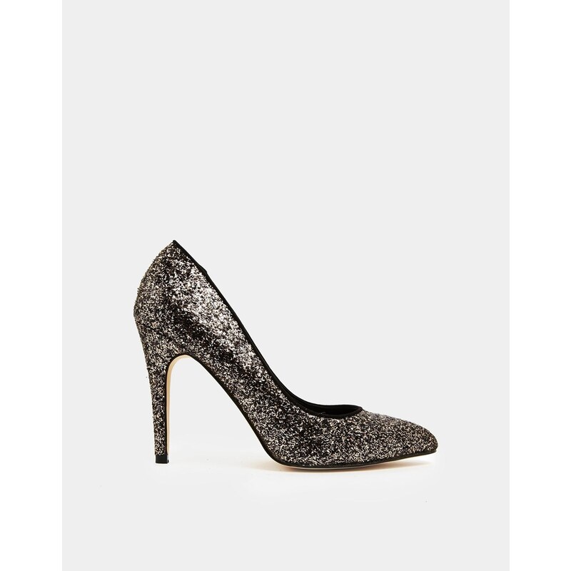 Miss KG Carrie Gold and Black Glitter Heeled Court Shoes - Gold