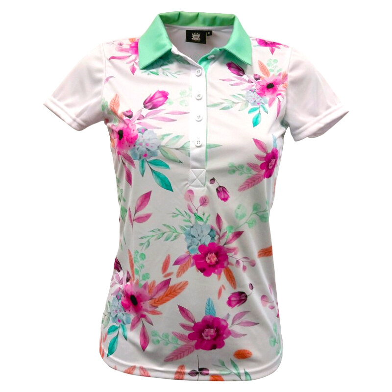 Tony Trevis dámské golfové tričko s květy mentolový límeček