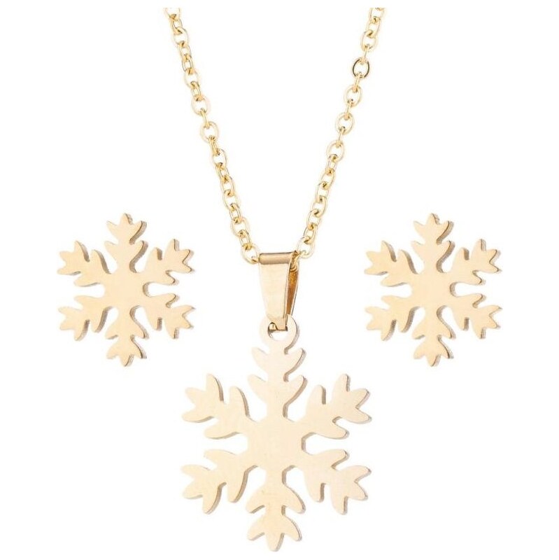 Impress Jewelry Sada šperků z oceli sněhová vločka Zlatá 115023907