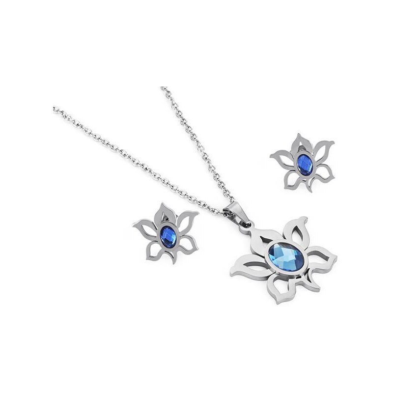 Impress Jewelry Sada šperků z oceli sluníčko s krystalem stříbrný 115023911
