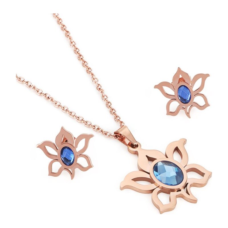 Impress Jewelry Sada šperků z oceli sluníčko s krystalem Růžový 115023912