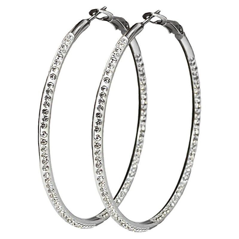 BM Jewellery Náušnice kruhy se zirkony 5,4 cm z chirurgické oceli S932090 -  GLAMI.cz