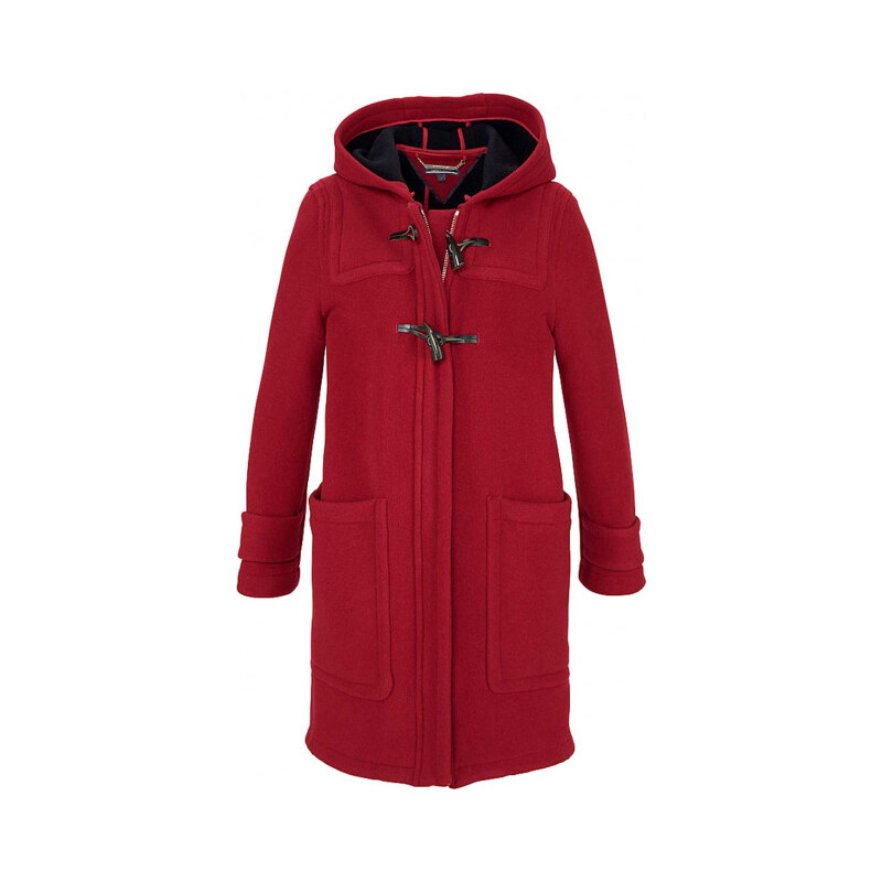 Duffle coat, značkový dámský červený duffle vlněný kabát, TOMMY HILFIGER -  GLAMI.cz