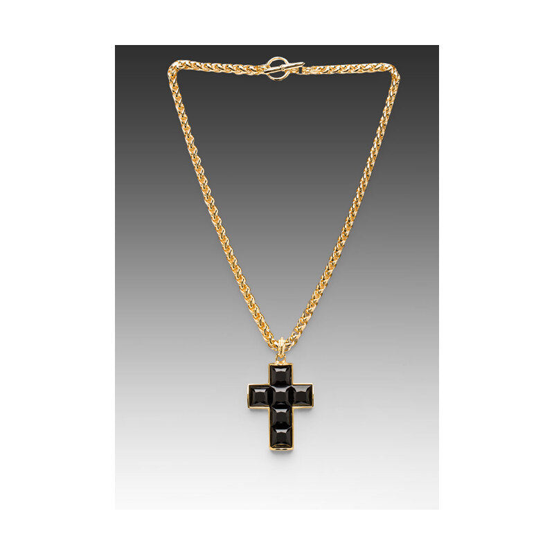 Kenneth Jay Lane Thick Chain Cross Necklace in Metallic Gold