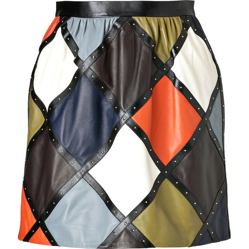 Valentino Leather Harlequin Mini-Skirt