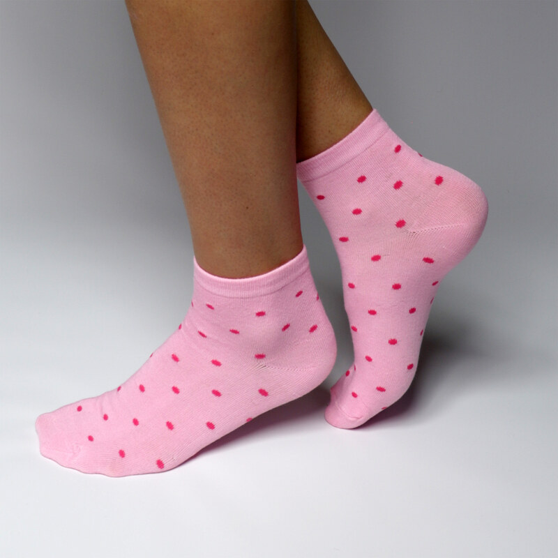 BELER Bambusové puntíkované ponožky Amalee růžové