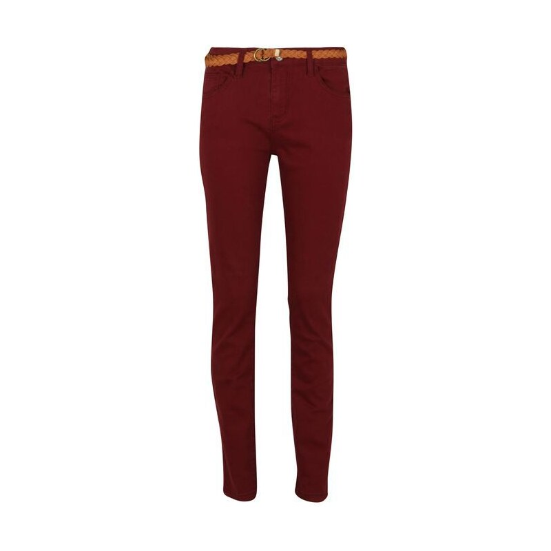 SoulCal Belted Twill Womens Trousers Merlot 10 (S)