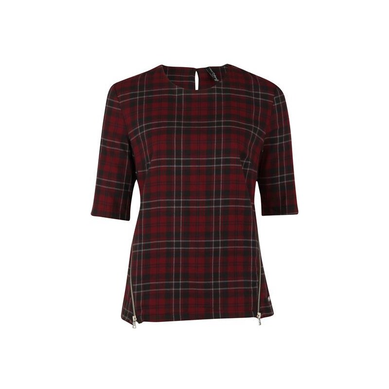 Firetrap Blackseal Plaid Womens Shirt Burgundy 8 (XS)