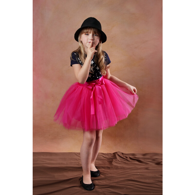 ADELO Tutu sukně tylová dětská - tmavě růžová - délka 35 cm a 50 cm