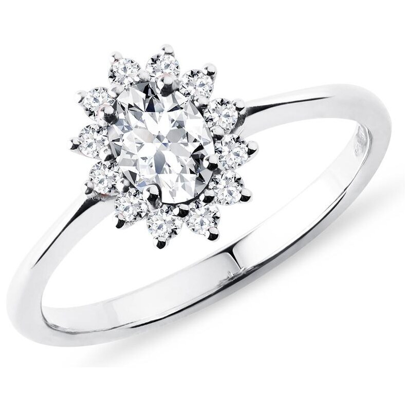 Luxusní prsten Kate s diamanty v bílém zlatě KLENOTA K0206192