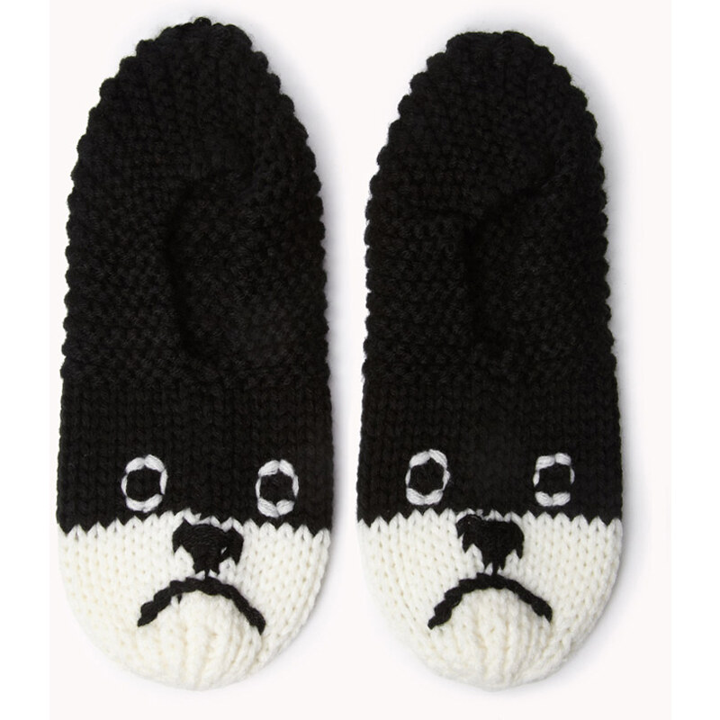 Forever 21 Cozy Knit Puppy Slippers
