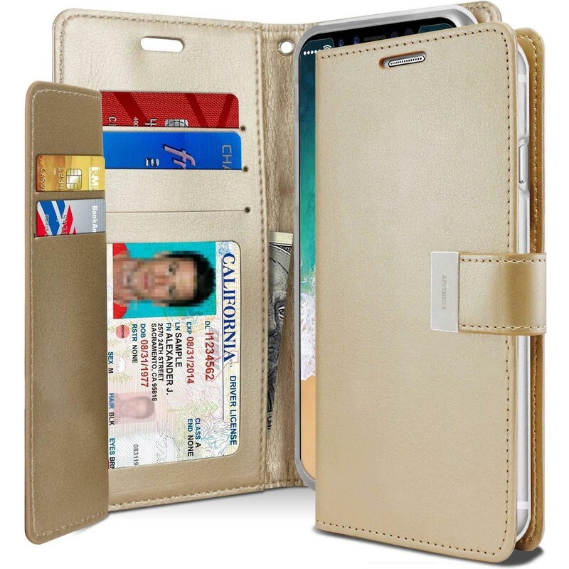 Zlaté flipové pouzdro Mercury Rich Diary Wallet pro iPhone 11 PRO