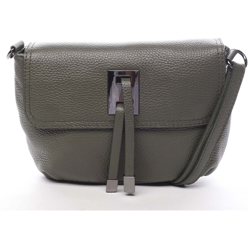 Dámská kožená crossbody kabelka tmavě zelená - ItalY Porta zelená 42973101