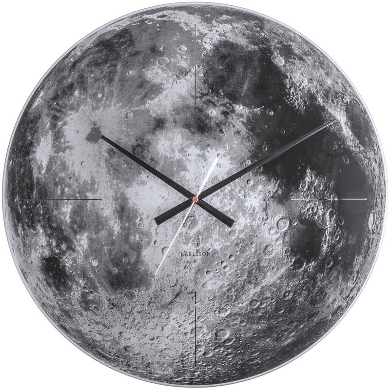 Time for home Skleněné nástěnné hodiny Luna s motivem Měsíce