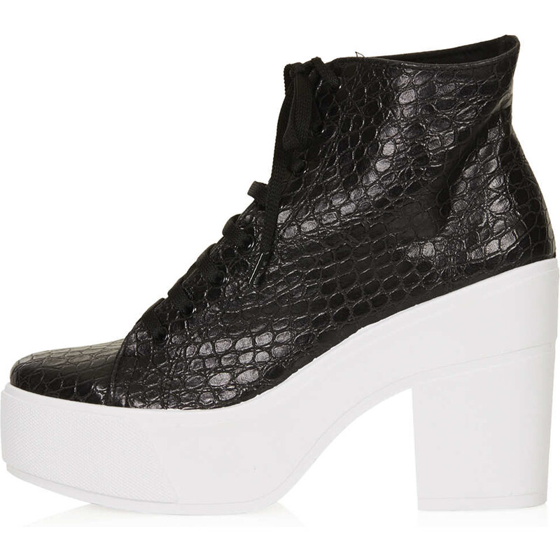 Topshop Asterix Croc Chunky Lace-Ups