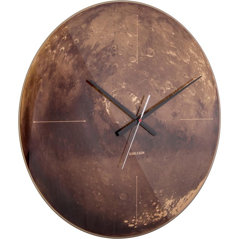 Time for home Skleněné nástěnné hodiny Mars s motivem Marsu