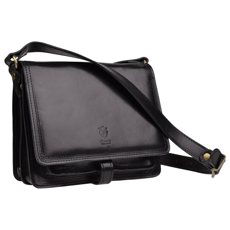Černá kožená italská crossbody kabelka Quieta Nera NovaKabelka