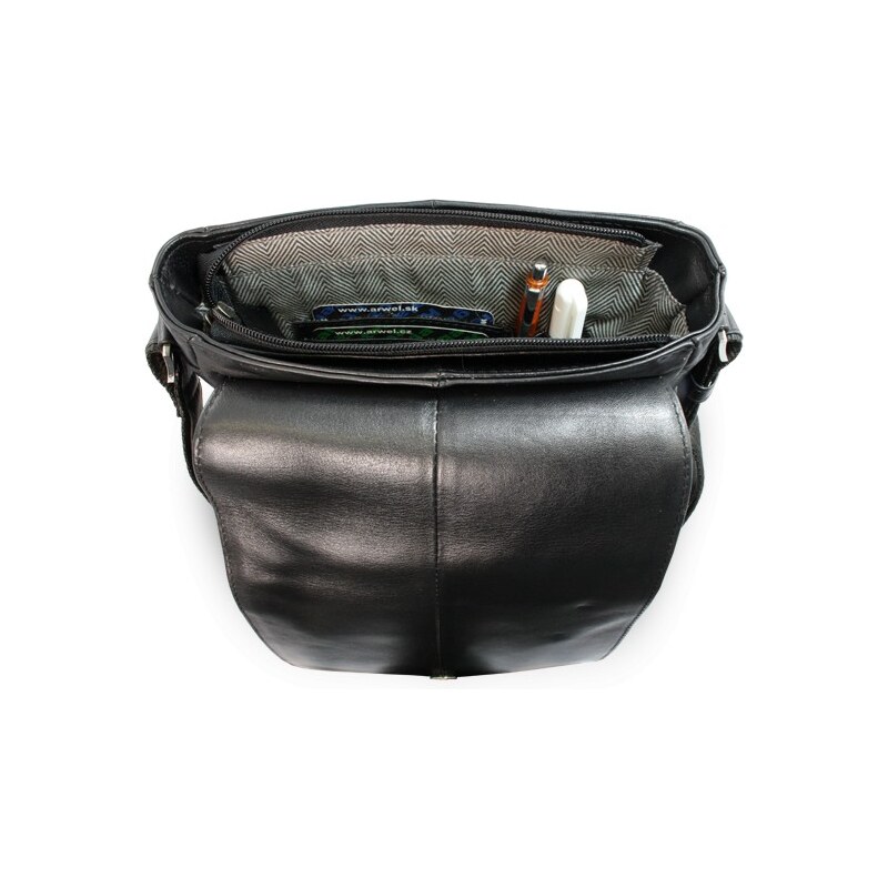 Černý pánský kožený crossbag s klopnou Callum