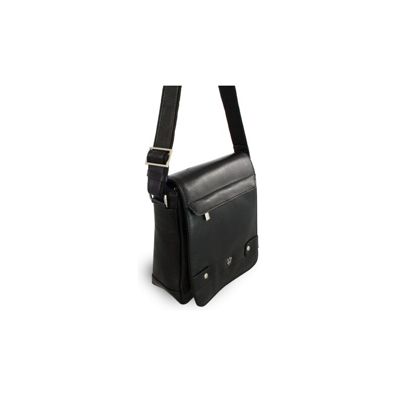 Černý pánský kožený crossbag s klopnou Callum