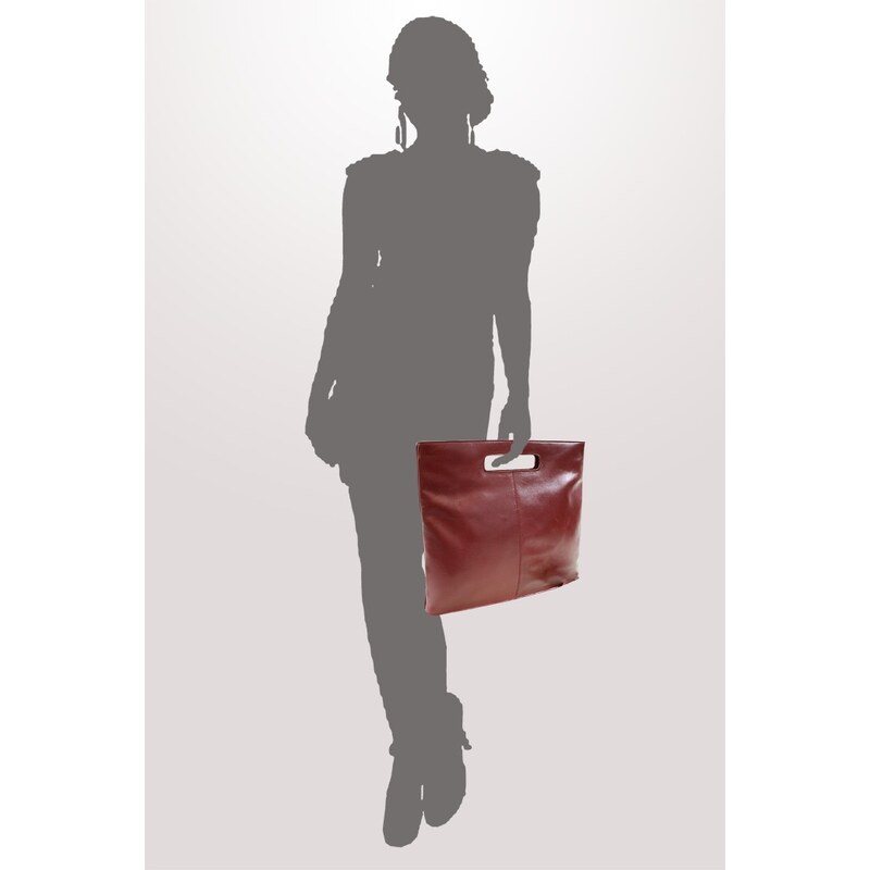 Červená kožená elegantní zipová kabelka Samantha