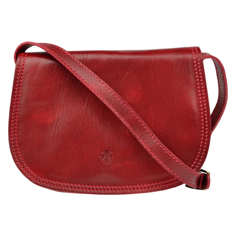 Červená kožená italská crossbody kabelka Marzia Rossa