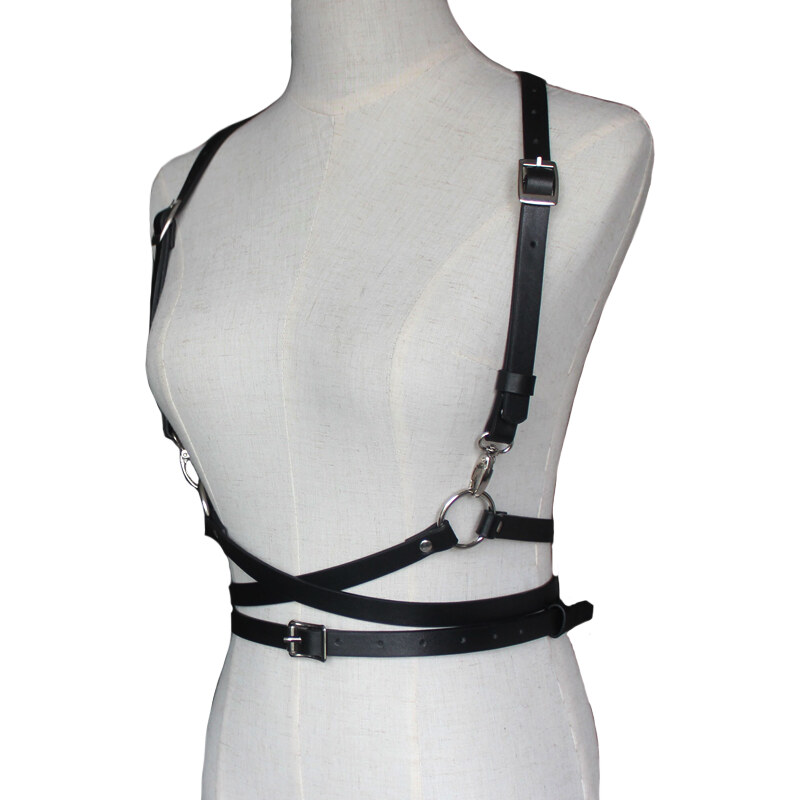 Harness - koženkový pás / pásek do pasu / traky + kšandy / body strap - BLACK