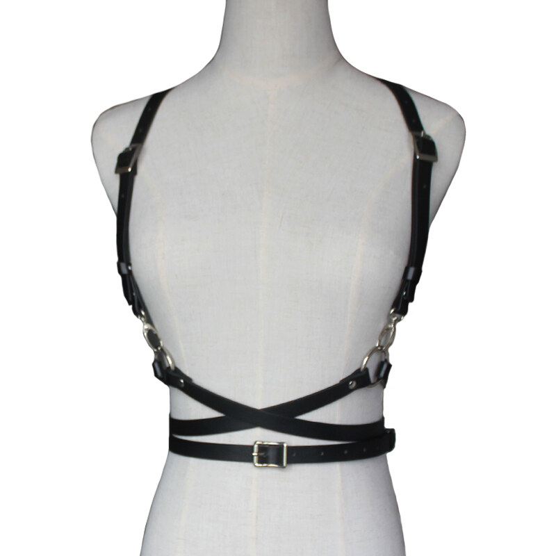 Harness - koženkový pás / pásek do pasu / traky + kšandy / body strap - BLACK