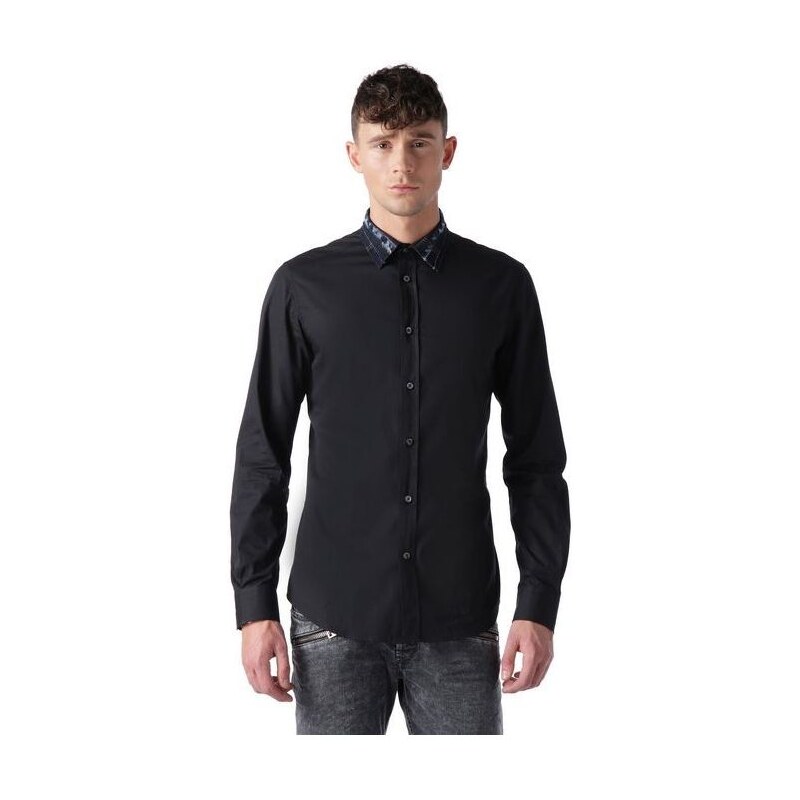 DIESEL pánská košile s džínovým límečkem S-OZZY černá