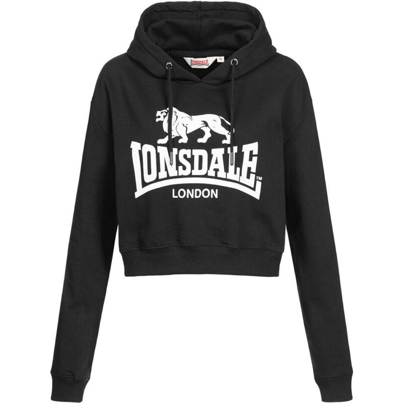 LONSDALE Mikina Roxeth černá / bílá