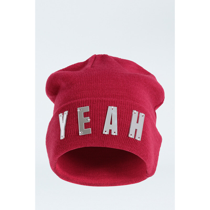 Tally Weijl Pink "YEAH" Embellished Beanie Hat