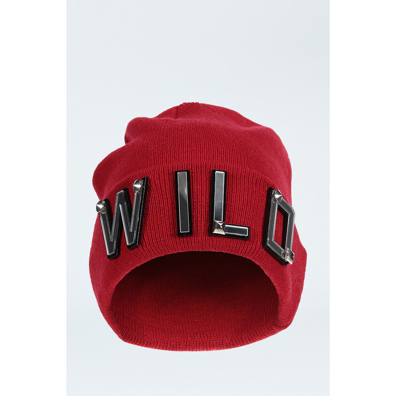 Tally Weijl Red "WILD" Embellished Beanie Hat