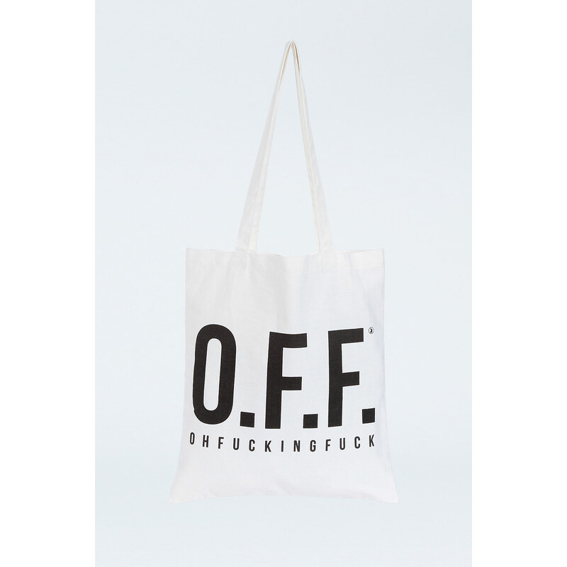 Tally Weijl White "O.F.F." Print Tote Bag