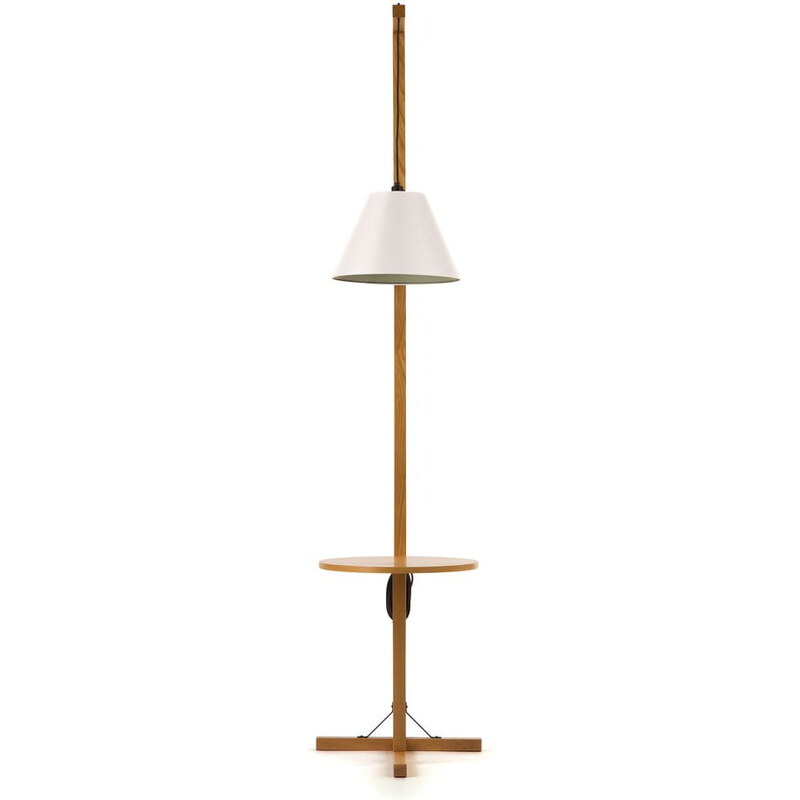 Bonami Bílá stojací lampa s dřevěnou kostrukcí Woodman Floor