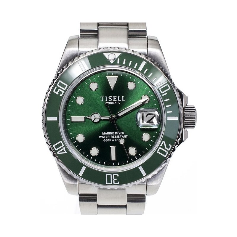 Tisell Watch Sub 9015 Green Date