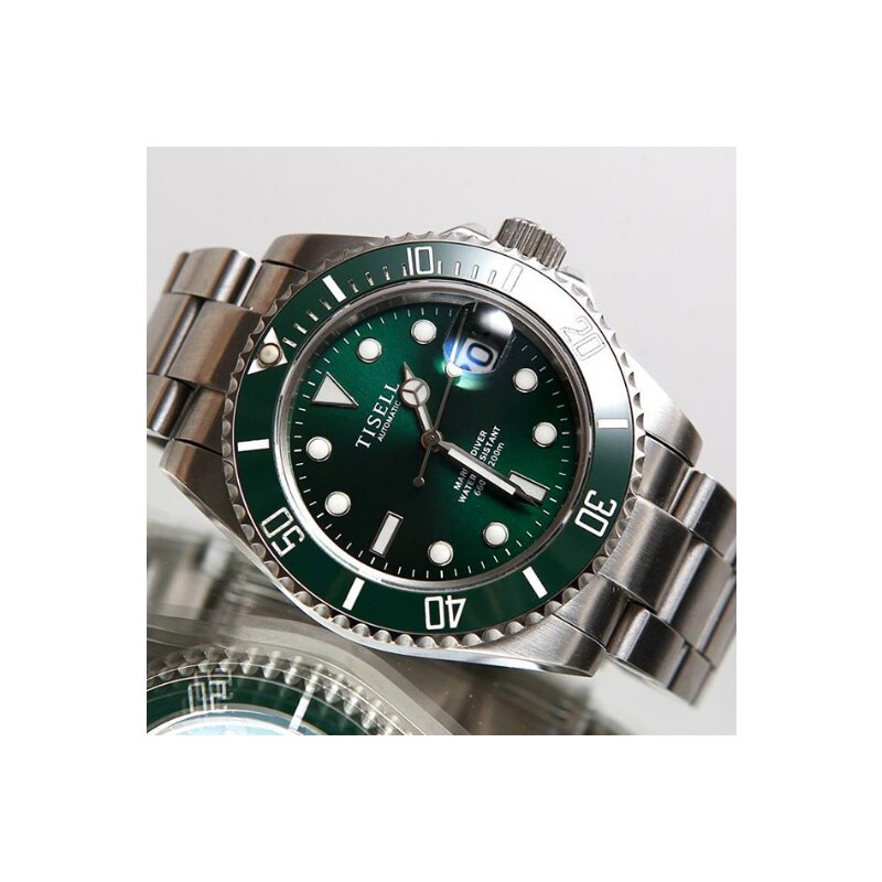 Tisell Watch Sub 9015 Green Date