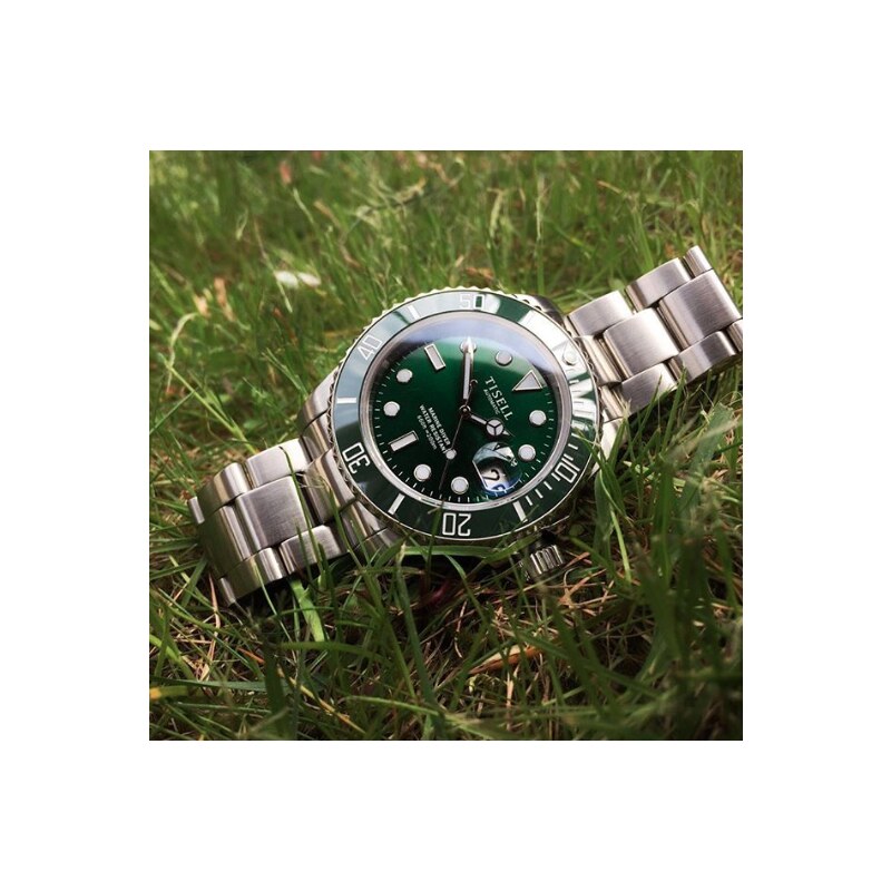 Tisell Watch Sub 9015 Green Date