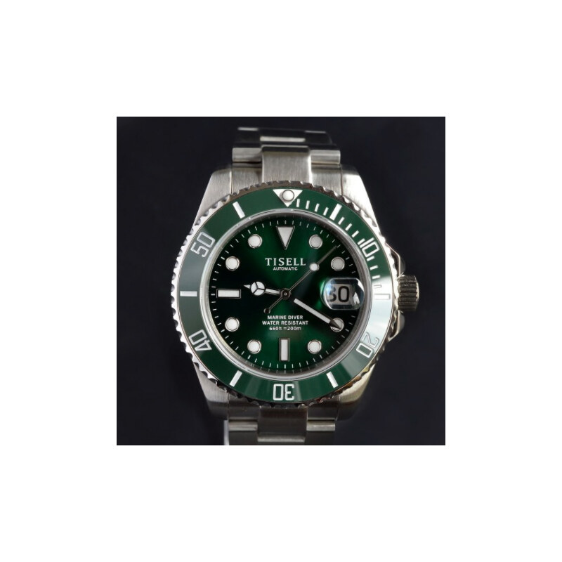 Tisell Watch Sub 9015 Green Date