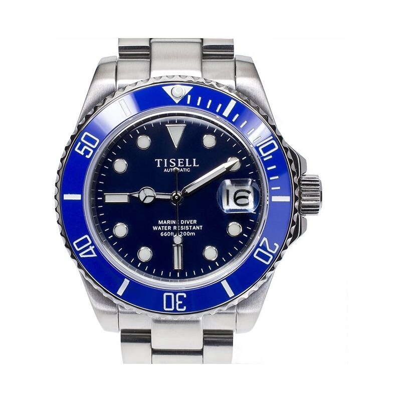 Tisell Watch Sub 9015 Blue Date