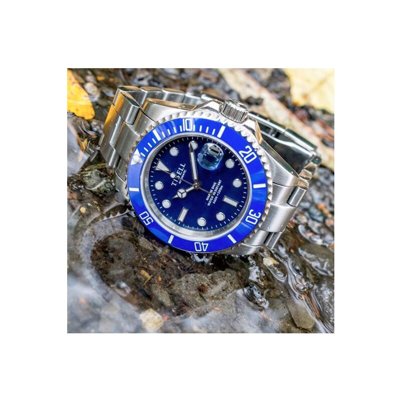 Tisell Watch Sub 9015 Blue Date