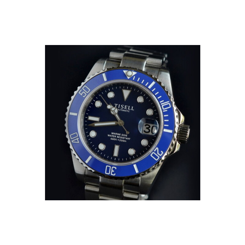 Tisell Watch Sub 9015 Blue Date